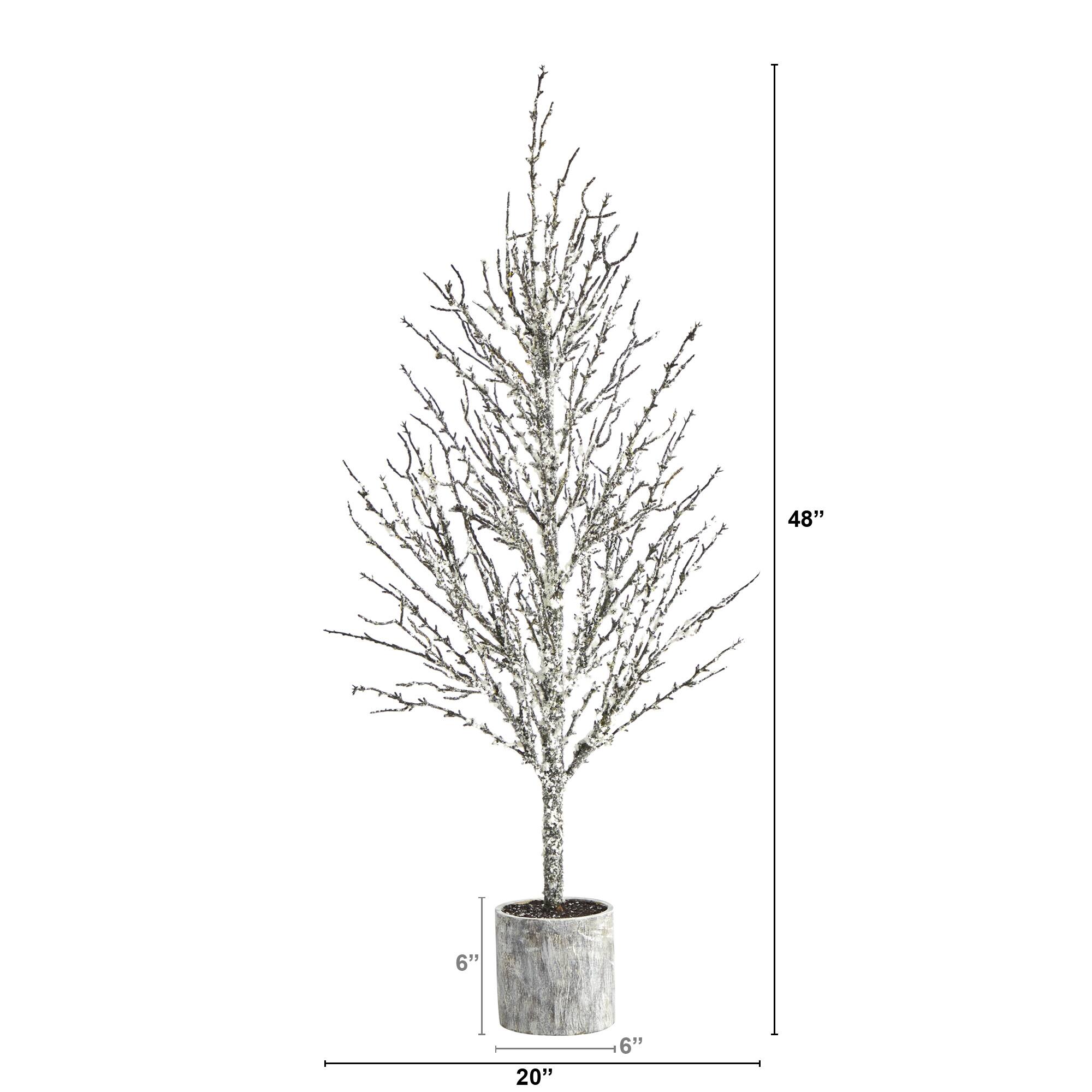 4ft. Unlit Snowed Twig Artificial Christmas Tree in Decorative Planter